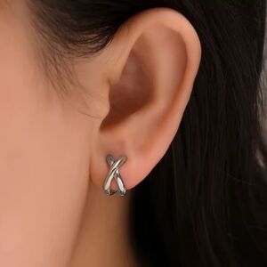 Modern Silver Huggie Earrings Everyday Wear